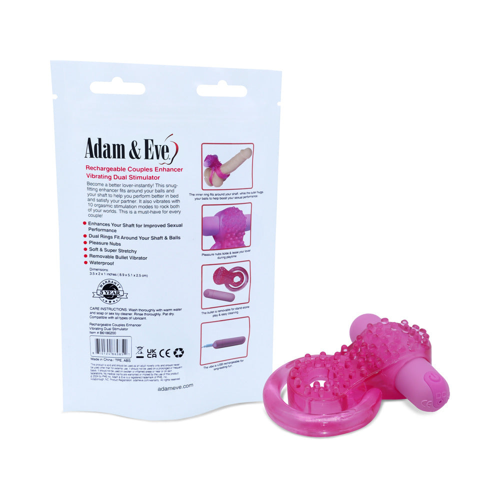 ADAM & EVE RECHARGEABLE COUPLES ENHANCER RING (BAG PACKAGING)