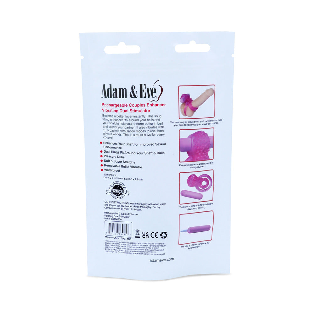 ADAM & EVE RECHARGEABLE COUPLES ENHANCER RING (BAG PACKAGING)