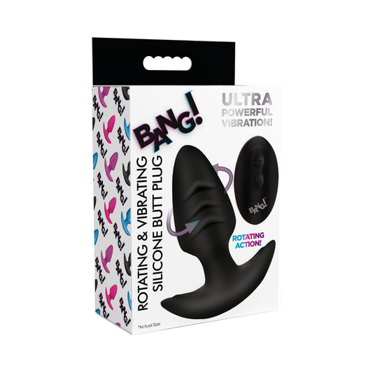 XR BRANDS - BANG! ROTATING & VIBRATING SILICONE BUTT PLUG WITH REMOTE