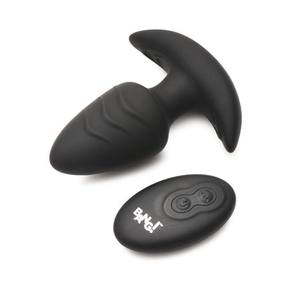 BANG! ROTATING & VIBRATING SILICONE BUTT PLUG WITH REMOTE BLACK