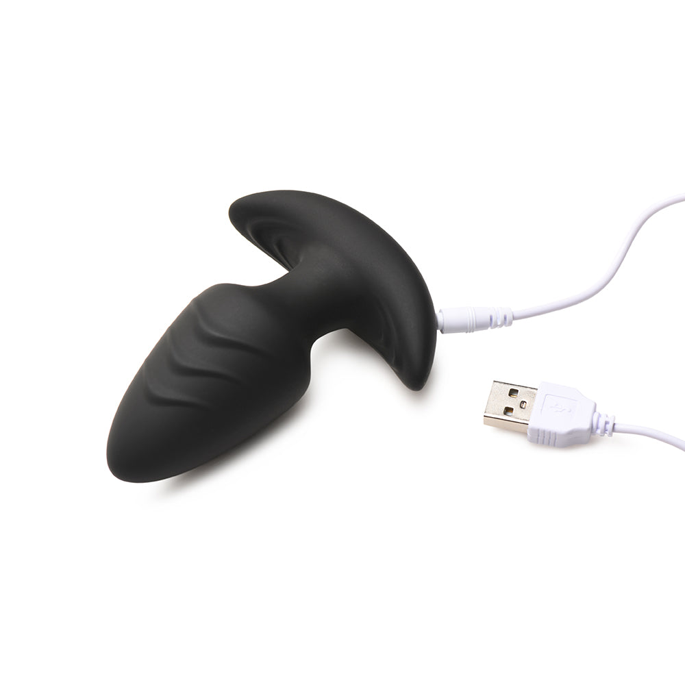 BANG! ROTATING & VIBRATING SILICONE BUTT PLUG WITH REMOTE BLACK