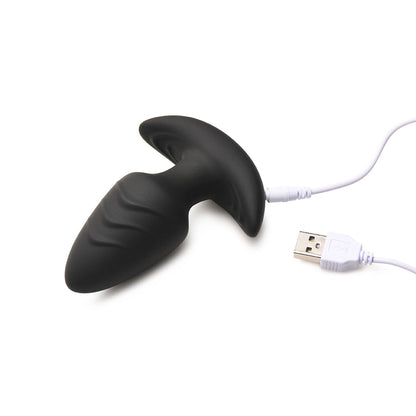 BANG! ROTATING & VIBRATING SILICONE BUTT PLUG WITH REMOTE BLACK