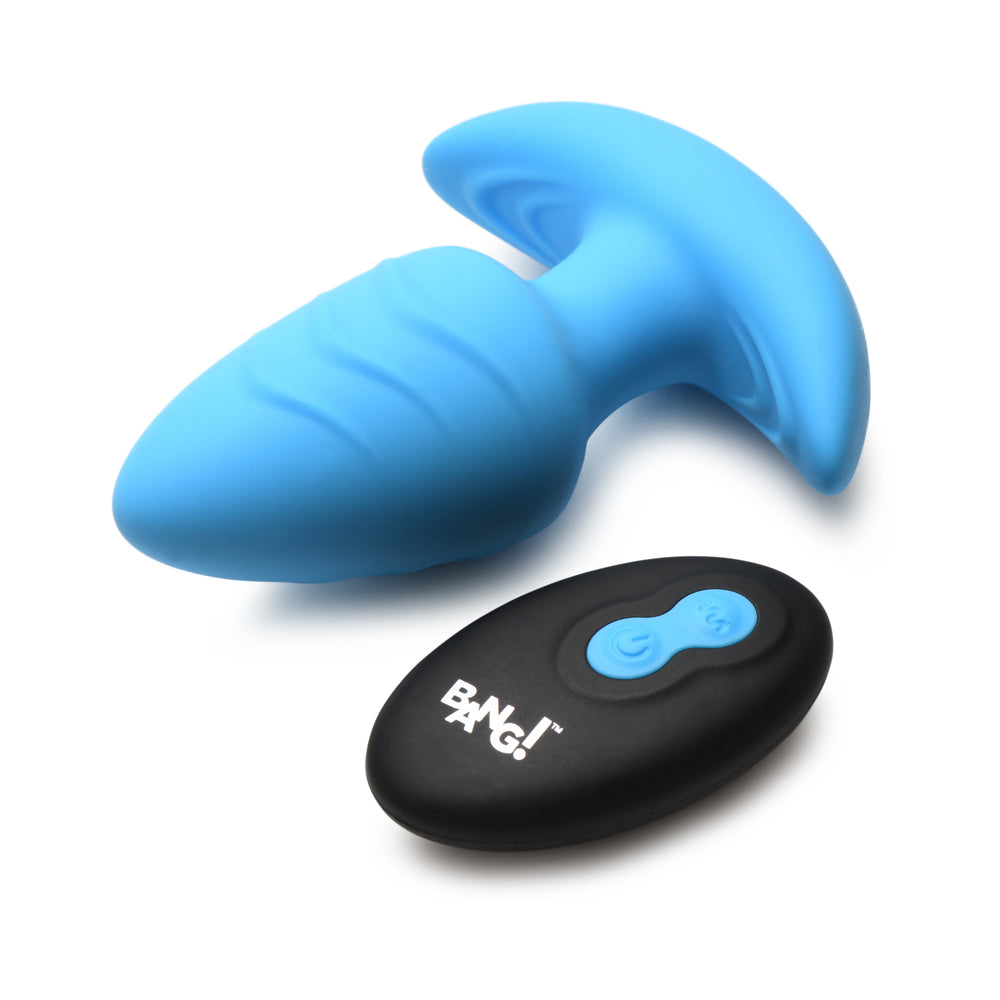BANG! ROTATING & VIBRATING SILICONE BUTT PLUG WITH REMOTE BLUE