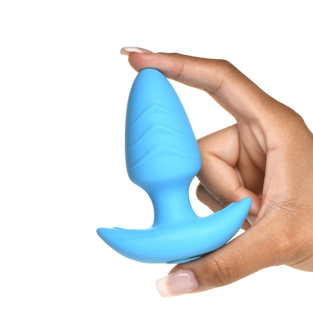 BANG! ROTATING & VIBRATING SILICONE BUTT PLUG WITH REMOTE BLUE