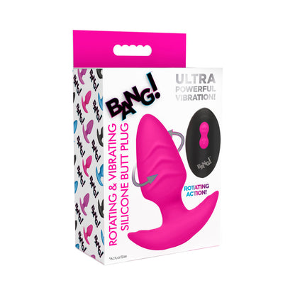 XR BRANDS - BANG! ROTATING & VIBRATING SILICONE BUTT PLUG WITH REMOTE