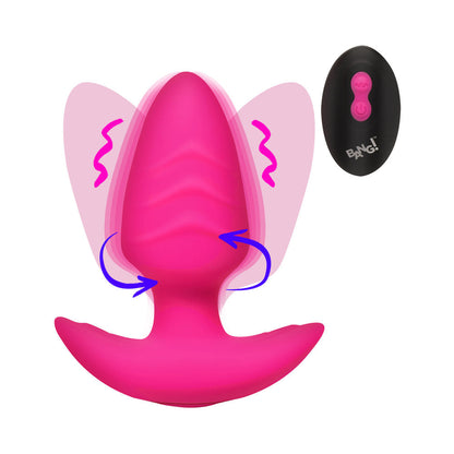 XR BRANDS - BANG! ROTATING & VIBRATING SILICONE BUTT PLUG WITH REMOTE