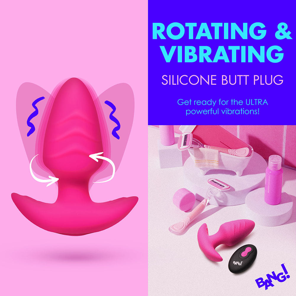 XR BRANDS - BANG! ROTATING & VIBRATING SILICONE BUTT PLUG WITH REMOTE