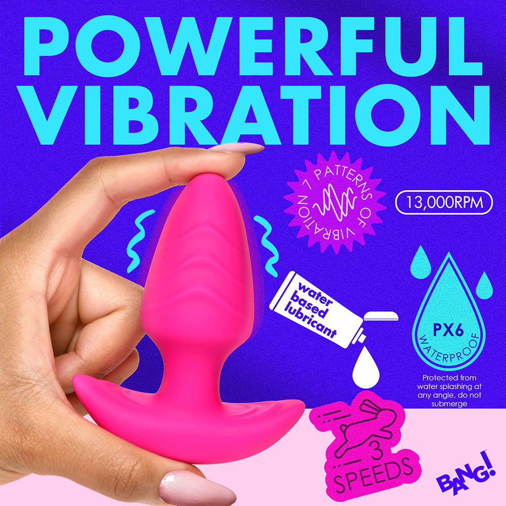 BANG! ROTATING & VIBRATING SILICONE BUTT PLUG WITH REMOTE PINK