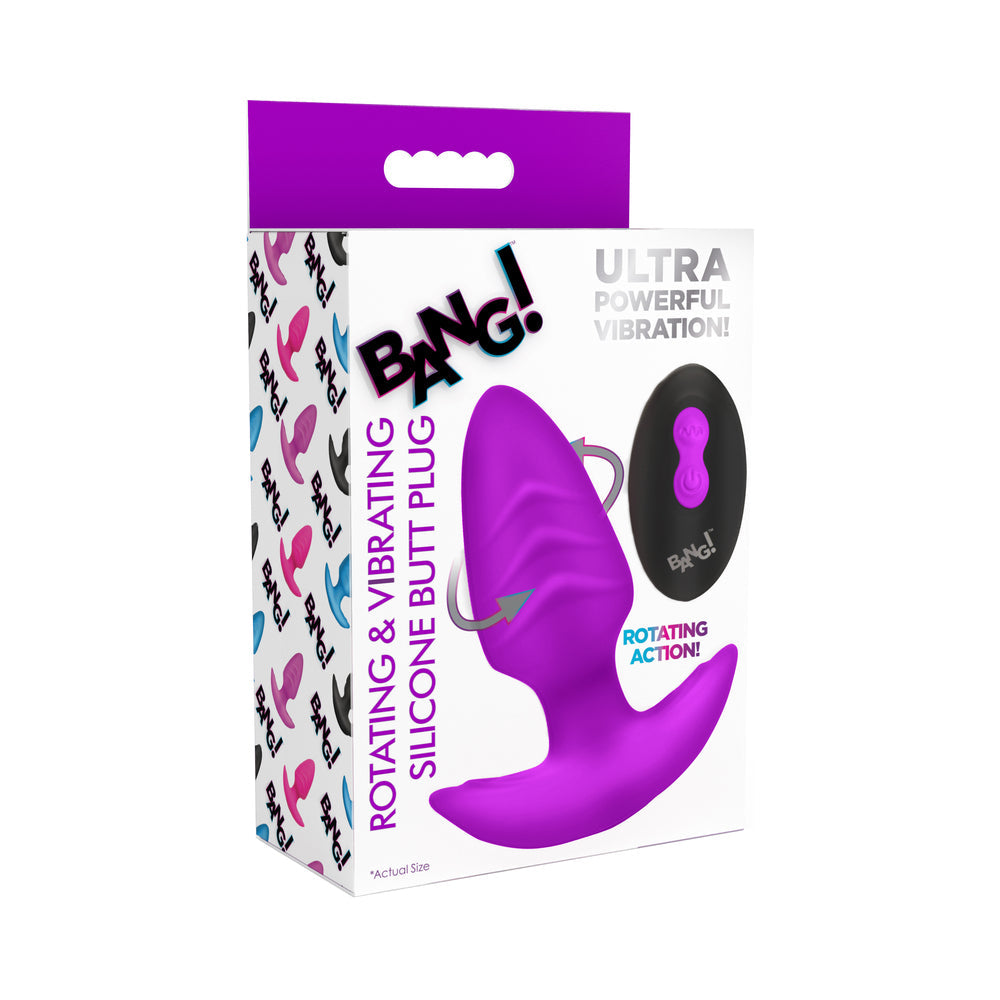 XR BRANDS - BANG! ROTATING & VIBRATING SILICONE BUTT PLUG WITH REMOTE