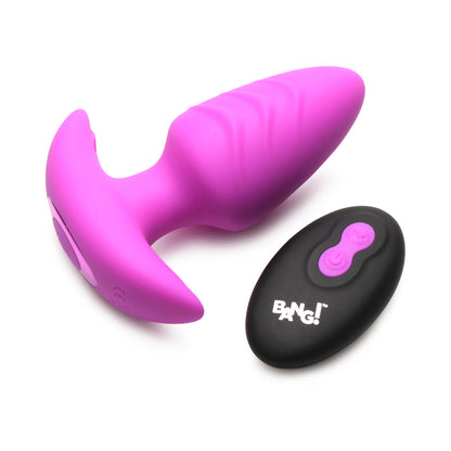 BANG! ROTATING & VIBRATING SILICONE BUTT PLUG WITH REMOTE PURPLE