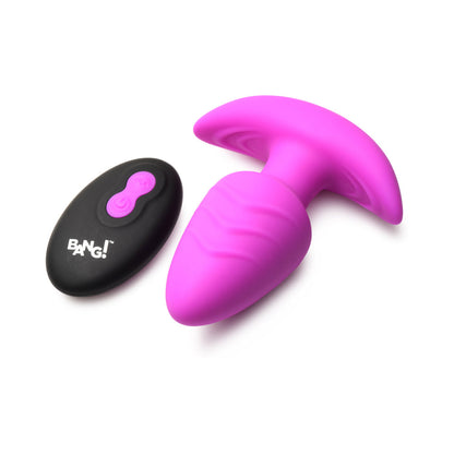 BANG! ROTATING & VIBRATING SILICONE BUTT PLUG WITH REMOTE PURPLE