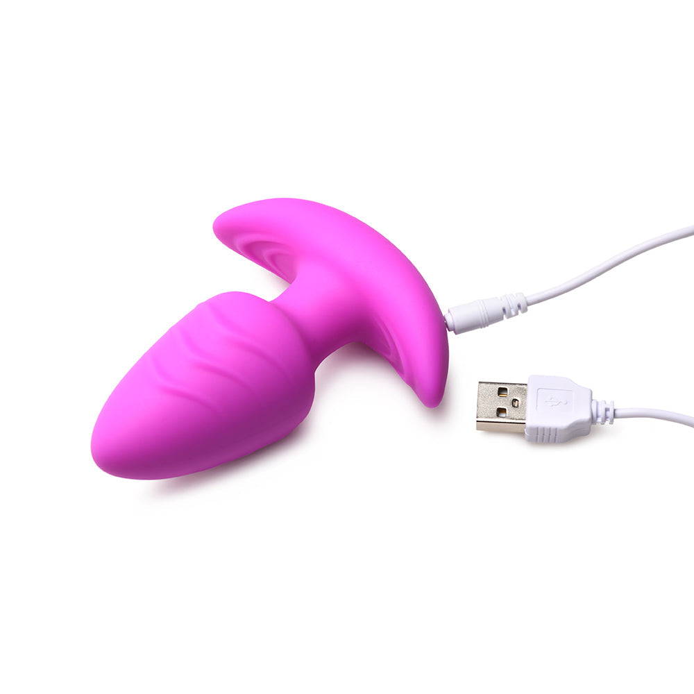 BANG! ROTATING & VIBRATING SILICONE BUTT PLUG WITH REMOTE PURPLE