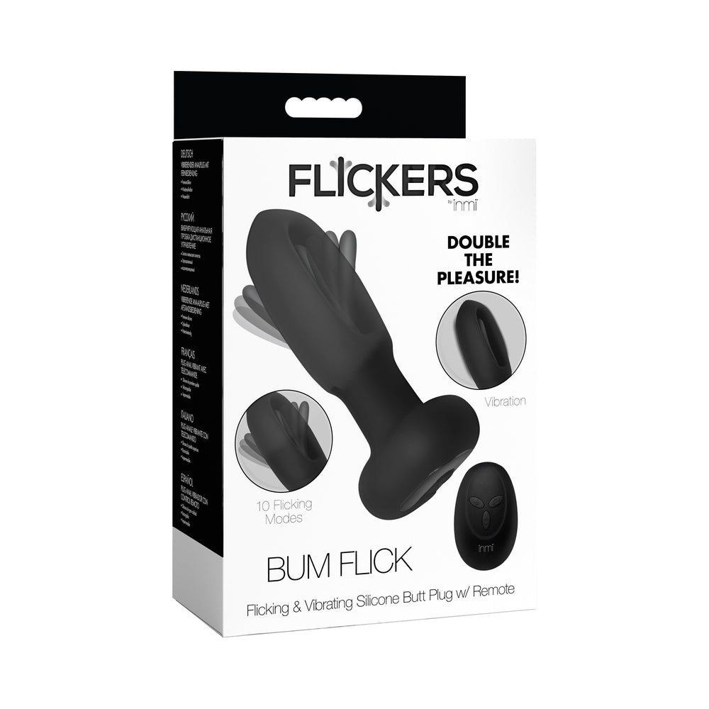 XR BRANDS - FLICKERS BUM FLICK FLICKING & VIBRATING SILICONE BUTT PLUG WITH REMOTE