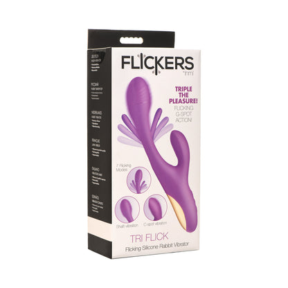FLICKERS TRI-FLICK FLICKING SILICONE RABBIT VIBRATOR
