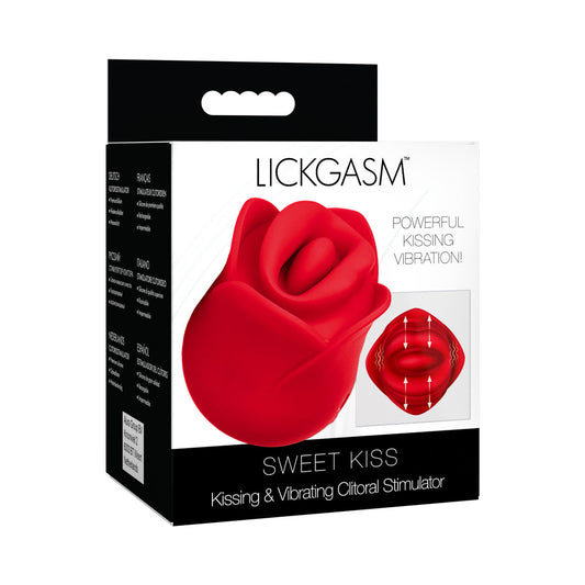 XR BRANDS - LICKGASM KISSING & VIBRATING ROSE CLITORAL STIMULATOR RED