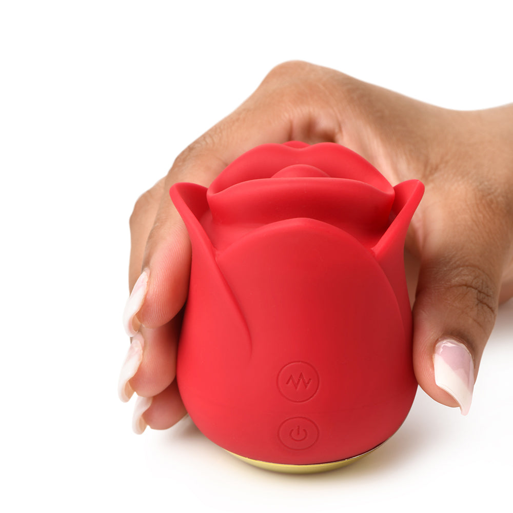 XR BRANDS - LICKGASM KISSING & VIBRATING ROSE CLITORAL STIMULATOR RED