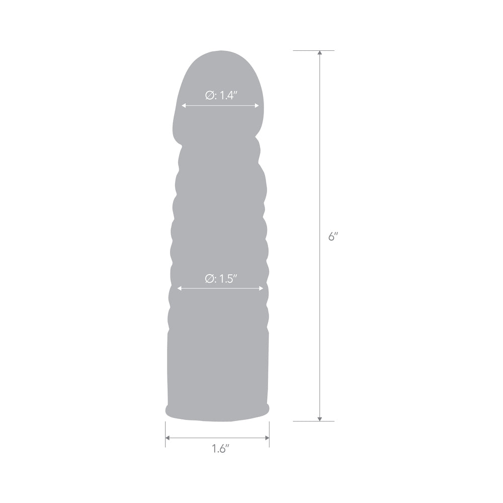 ELECTRIC EEL - BLUE LINE 6 IN. RIBBED REALISTIC PENIS ENHANCING SLEEVE EXTENSION