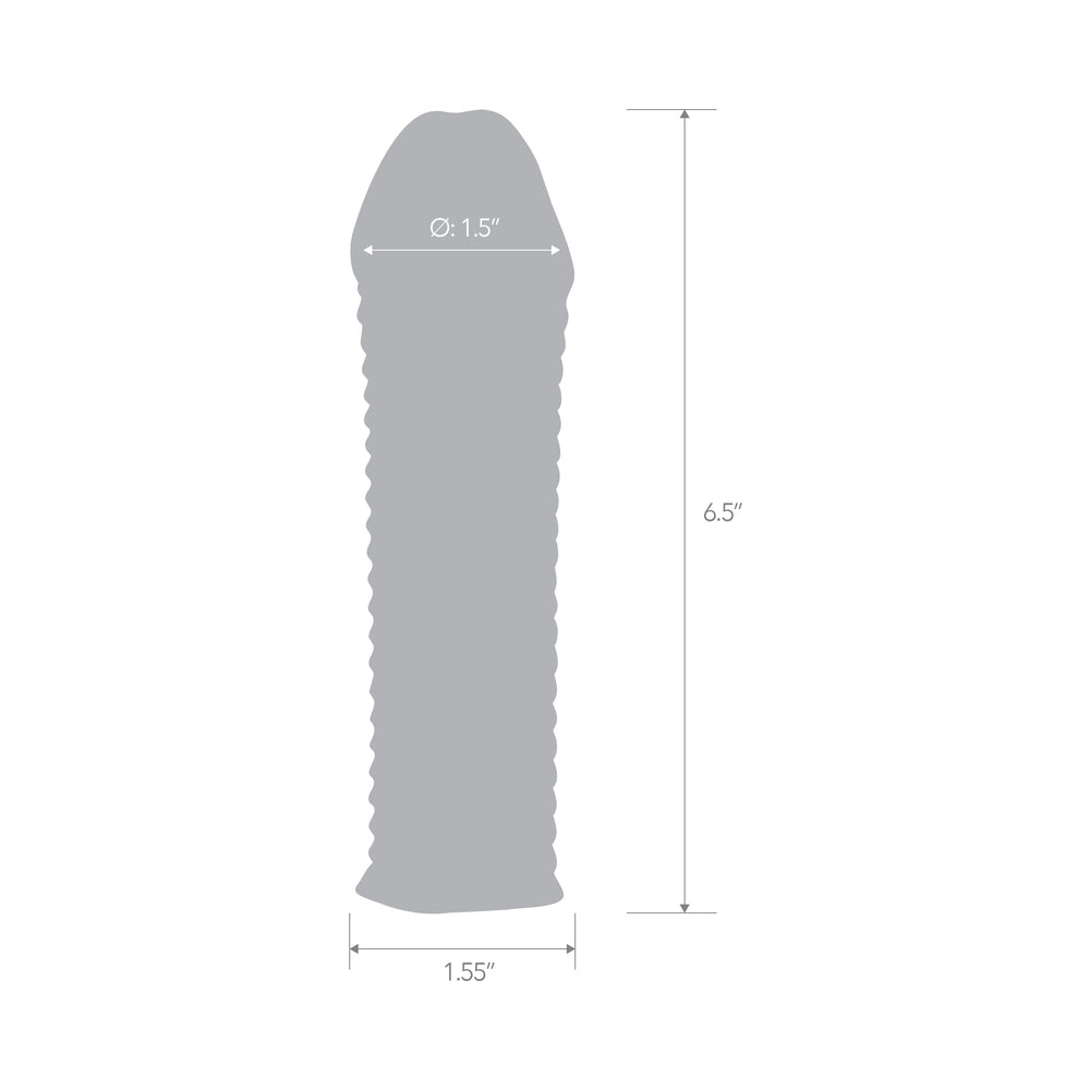 ANGUILA ELÉCTRICA - LÍNEA AZUL 6.5 PULG. EXTENSOR DE FUNDA CON TEXTURA TRANSPARENTE PARA MEJORAR EL PENE