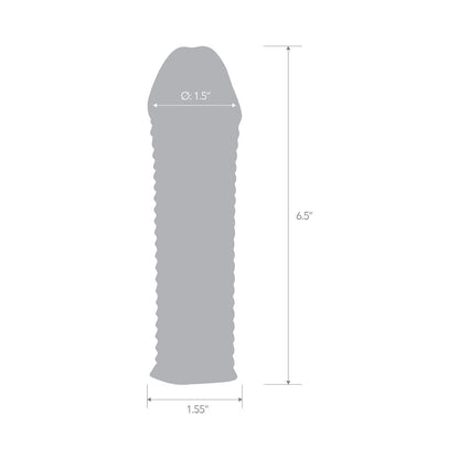 ANGUILA ELÉCTRICA - LÍNEA AZUL 6.5 PULG. EXTENSOR DE FUNDA CON TEXTURA TRANSPARENTE PARA MEJORAR EL PENE