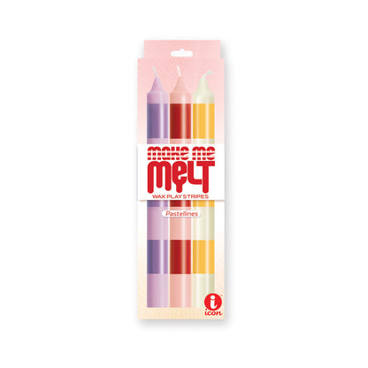 ICON BRANDS - THE 9''S MAKE ME MELT SENSUAL WARM DRIP CANDLES 3PK STRIPES PASTELLINES