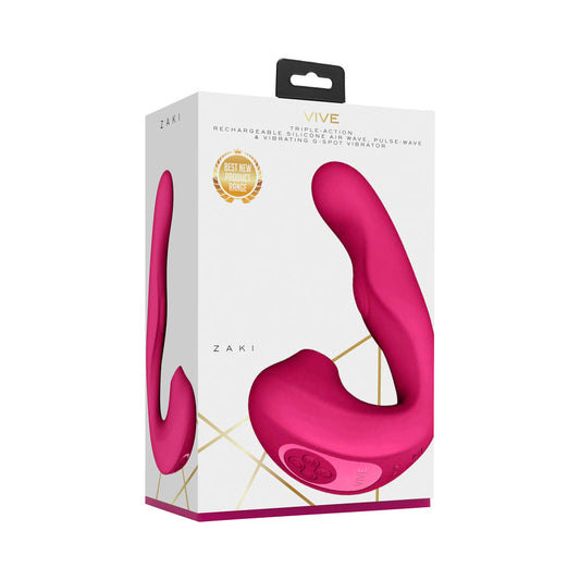 SHOTS - VIVE ZAKI VIBRADOR RECARGABLE DE SILICONA ONDAS PULSANTES PUNTO G ROSA