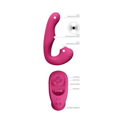 VIVE ZAKI RECHARGEABLE SILICONE AIRWAVE PULSE WAVE VIBRATING G-SPOT VIBRATOR PINK