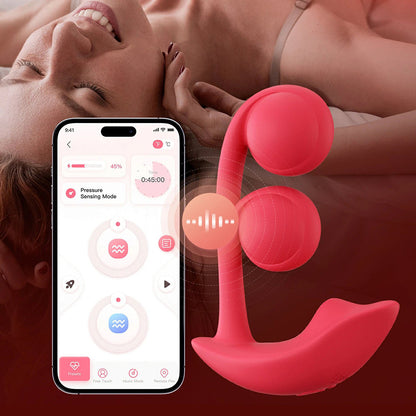 HONEY PLAY BOX MELODY PRESSURE SENSING APP-CONTROLLED TWIN BALLS DUAL VIBRATOR