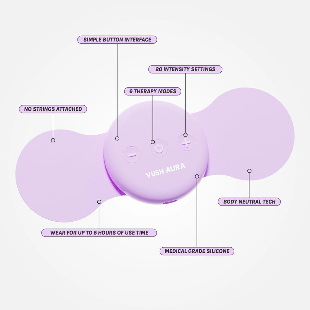 VUSH AURA WIRELESS RECHARGABLE TENS DEVICE WITH TRAVEL CASE
