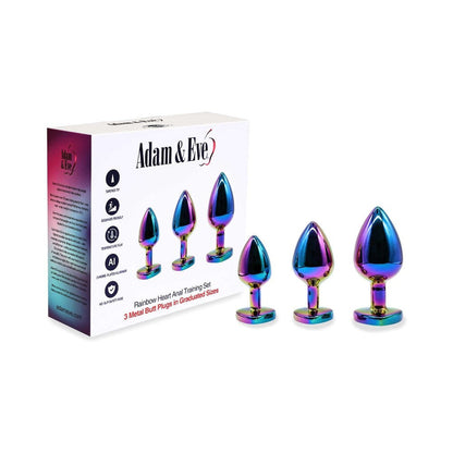 ADAM & EVE RAINBOW HEART ANAL PLUG TRAINING SET