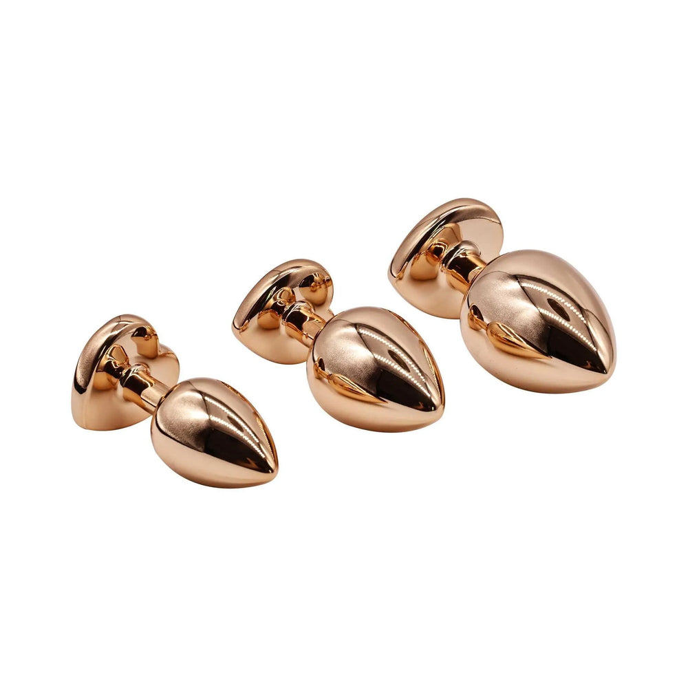 ADAM & EVE ROSE GOLD PINK HEART ANAL PLUG TRAINING SET