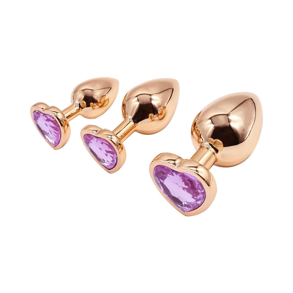 ADAM & EVE ROSE GOLD PINK HEART ANAL PLUG TRAINING SET