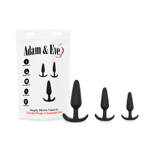 ADAM & EVE NAUGHTY SILICONE TRAINER KIT BLACK (BAG PACKAGING)