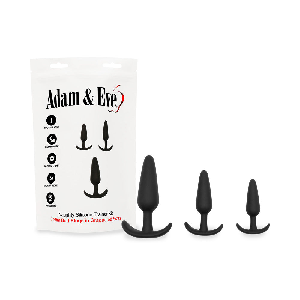 ADAM & EVE - KIT DE ENTRENAMIENTO DE SILICONA TRAVIESO NEGRO (EMBALAJE EN BOLSA)