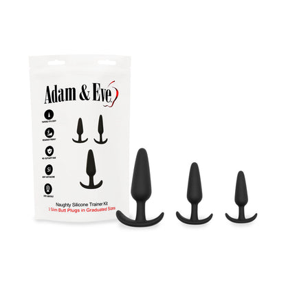 ADAM & EVE - KIT DE ENTRENAMIENTO DE SILICONA TRAVIESO NEGRO (EMBALAJE EN BOLSA)