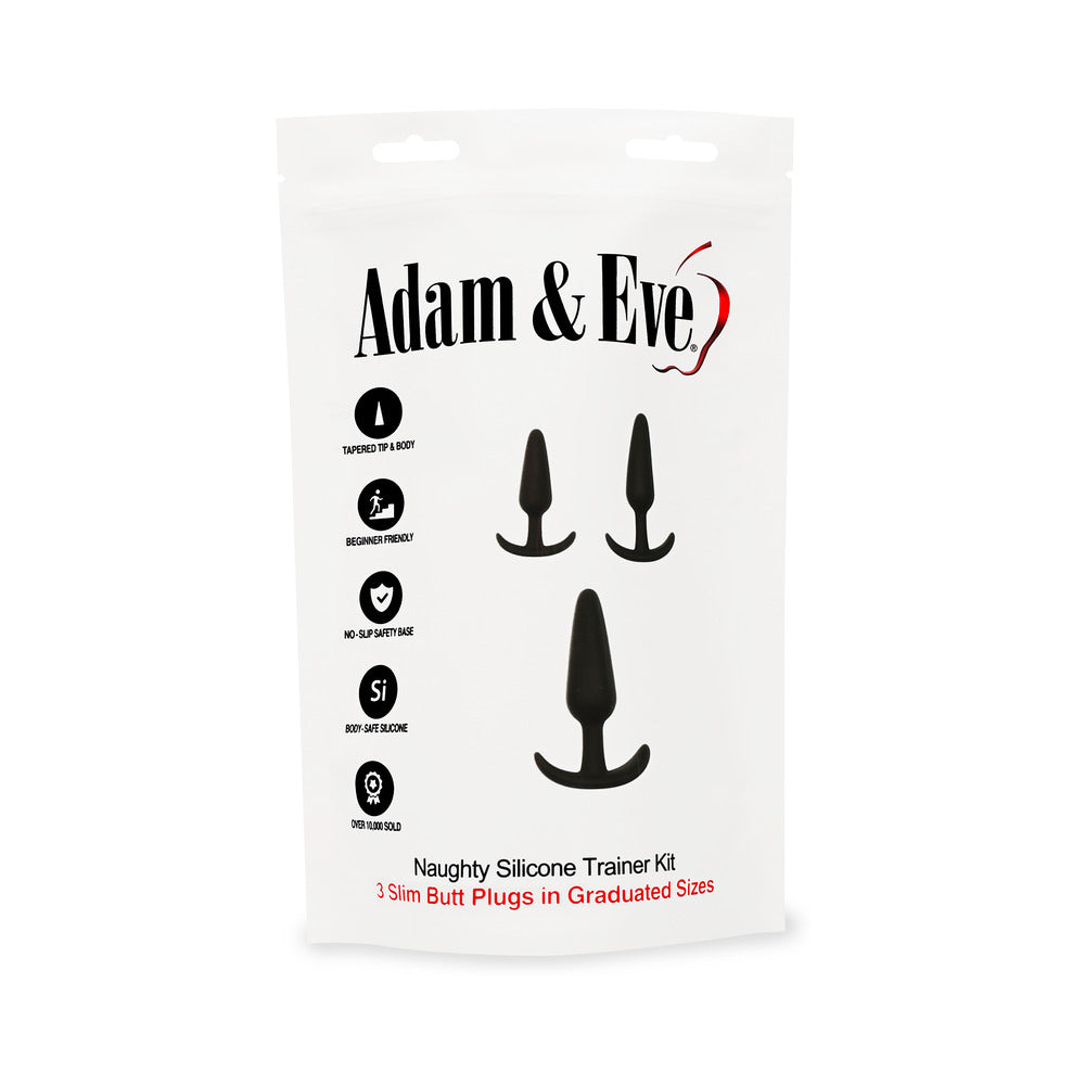 ADAM & EVE - KIT DE ENTRENAMIENTO DE SILICONA TRAVIESO NEGRO (EMBALAJE EN BOLSA)