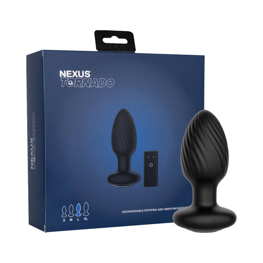 NEXUS - TAPÓN ANAL GIRATORIO Y VIBRATORIO GRANDE TORNADO CON CONTROL REMOTO