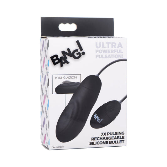 BANG! 7X PULSING RECHARGEABLE SILICONE BULLET BLACK