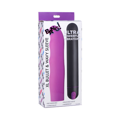 BANG! XL BULLET & WAVY SILICONE SLEEVE PURPLE