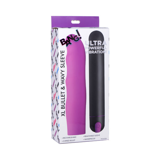 BANG! XL BULLET & WAVY SILICONE SLEEVE PURPLE