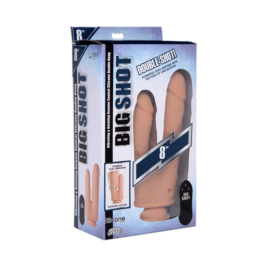 XR BRANDS - BIG SHOT DOUBLE SHOT 8 IN. VIBRATING & ROTATING DOUBLE DONG WITH REMOTE