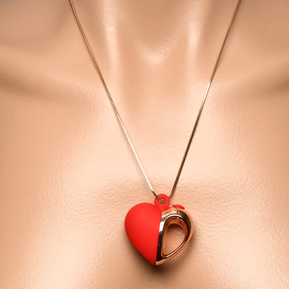 CHARMED 10X VIBRATING SILICONE HEART NECKLACE