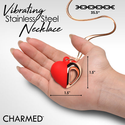 CHARMED 10X VIBRATING SILICONE HEART NECKLACE