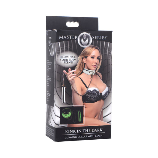 MASTER SERIES KINK IN THE DARK GLOWING COLLAR WITH LEASH