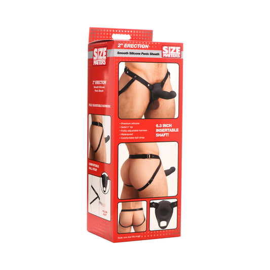 XR BRANDS - SIZE MATTERS SMOOTH SILICONE PENIS SHEATH BLACK