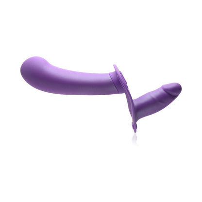 STRAP U 28X DOUBLE DIVA 2 IN. DOUBLE DILDO WITH HARNESS & REMOTE PURPLE