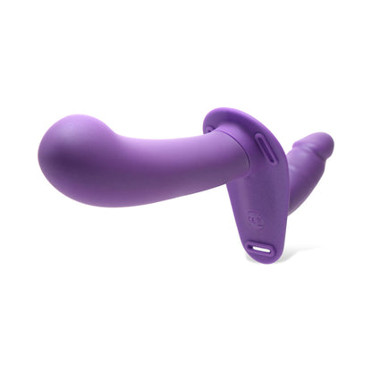 STRAP U 28X DOUBLE DIVA 2 IN. DOUBLE DILDO WITH HARNESS & REMOTE PURPLE