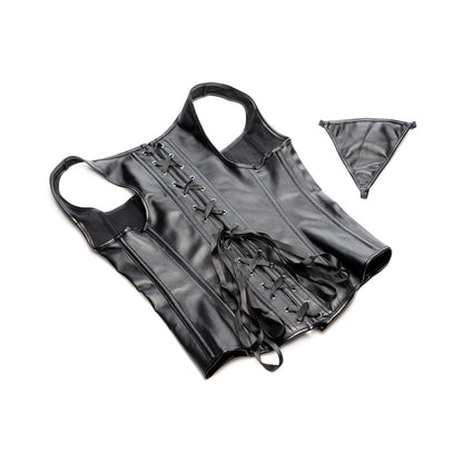 STRICT LACE-UP CORSET VEST & THONG L