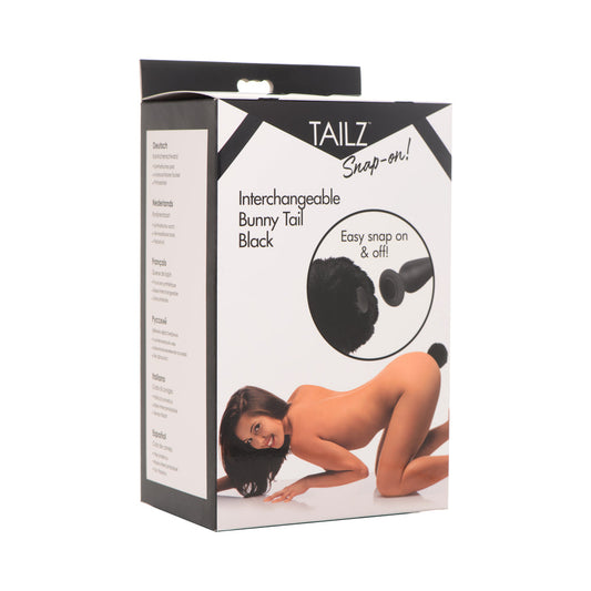 TAILZ SNAP-ON INTERCHANGEABLE BUNNY TAIL BLACK (PLUG NOT INCLUDED)