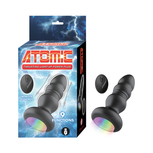NASSTOYS - ENCHUFE ELÉCTRICO ATÓMICO NEGRO CON EMPUJE E ILUMINACIÓN