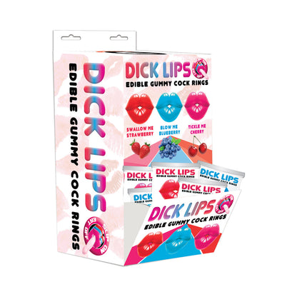 HOTT PRODUCTS - DICKLIPS GUMMY COCK RINGS (SINGLES) 3 ASSORTED FLAVORS 21PCS/DISPLAY